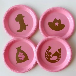Cowgirl Party Plates Cowgirl Birthday Party Decorations Cowgirl Western Party Table Decorations Cowgirl Pink Plastic Dessert Plates 7"