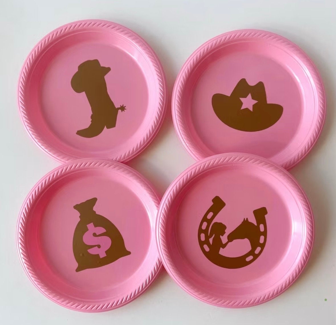 Cowgirl Party Plates Cowgirl Birthday Party Decorations Cowgirl Western Party Table Decorations Cowgirl Pink Plastic Dessert