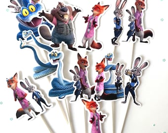 Zootopia 2 Cupcake Toppers, Zootopia Birthday Party Decorations, Zootopia Theme Party Decor