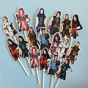 Descendants Cupcake Toppers, Descendants birthday party decorations, Descendants cake topper, Descendants 3 party decor, Descendants theme