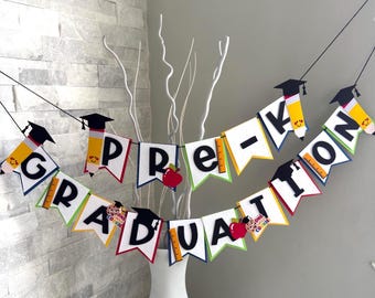 Pre K Graduation Banner, Colorful School Graduation Decor, Preschool Grad Party Banner, Class of 2026 Banner, Pre K Grad Party Decorations