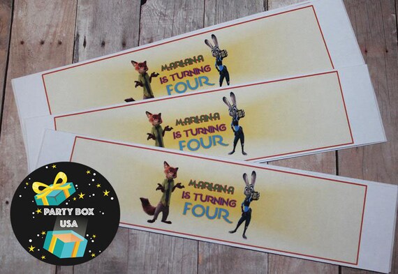Zootopia Water Bottle labels, Personalized Zootopia Water bottle labels, Zootopia party decorations, party stickers, physical item Il_570xn