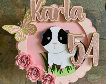 Guinea Pig Cake Topper Guinea Pig Theme Party Decorations Cute Guinea Pig Birthday Party Pet Cake Topper Black Guinea Pig