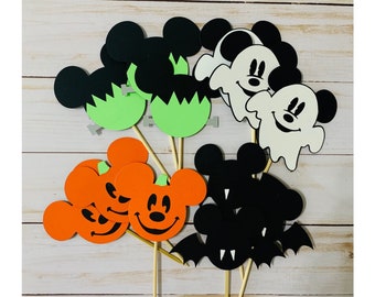 Halloween Mickey Mouse cupcake toppers, Mickey Mouse cupcake toppers, Halloween Mickey Mouse theme party decorations, Mickey toppers