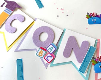 Congrats Pre K Graduation Banner Kindergarten Graduation Theme Party Decorations Pastel Colors Congrats Banner Preschool Graduation Party