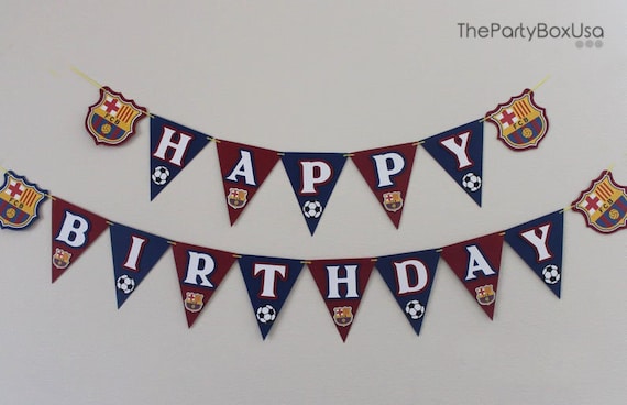 Sports Barcelona Happy Birthday Banner, Soccer Banner, Sports Soccer Birthday Party, Birthday Banner Il_570xn