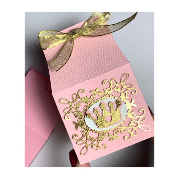 Princess Party Favor Boxes, Princess Crown Tiara favor boxes, Princess party decorations, Pink and Gold party favor boxes, Princess party Il_570xn