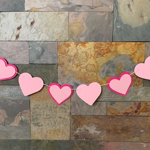 Valentines Day Banner Hearts Theme Valentines Party Decorations Hearts Garland Valentines Day Decor Pink Hearts Banner Mantel Decor