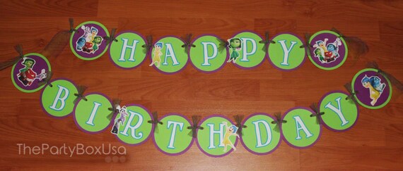Inside Out Birthday banner, inside out party, birthday party, happy birthday sign, inside out Il_570xn