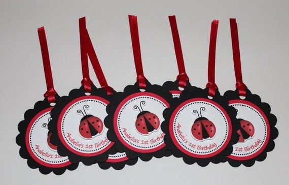Lady Bug party favor tags, Lady Bug party decorations, Lady Bug thank you tag, Lady Bug gift tags, Little Lady Bug party tags Il_570xn