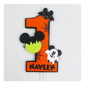 Halloween Mickey Mouse inspired cake topper, Halloween One Cake Topper, Mickey Mouse first birthday party decorations, Halloween Mickey