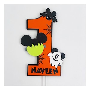 Halloween Mickey Mouse inspired cake topper, Halloween One Cake Topper, Mickey Mouse first birthday party decorations, Halloween Mickey