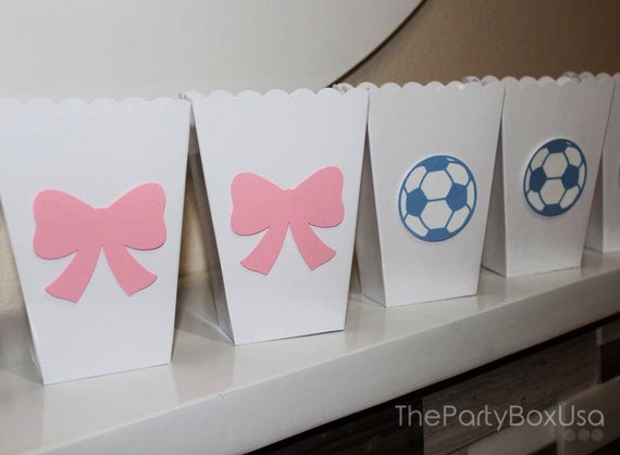 Gender Reveal Soccer themed party, Gender Reveal Popcorn Box, Gender Reveal party decorations, soccer theme gender reveal party favors Il_570xn