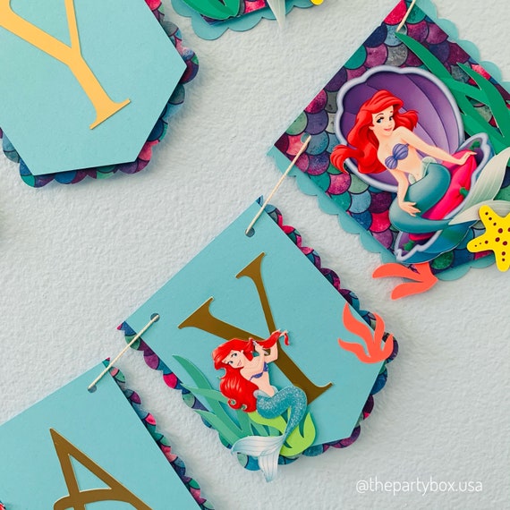 Little Mermaid Birthday Banner, Little Mermaid Birthday Party