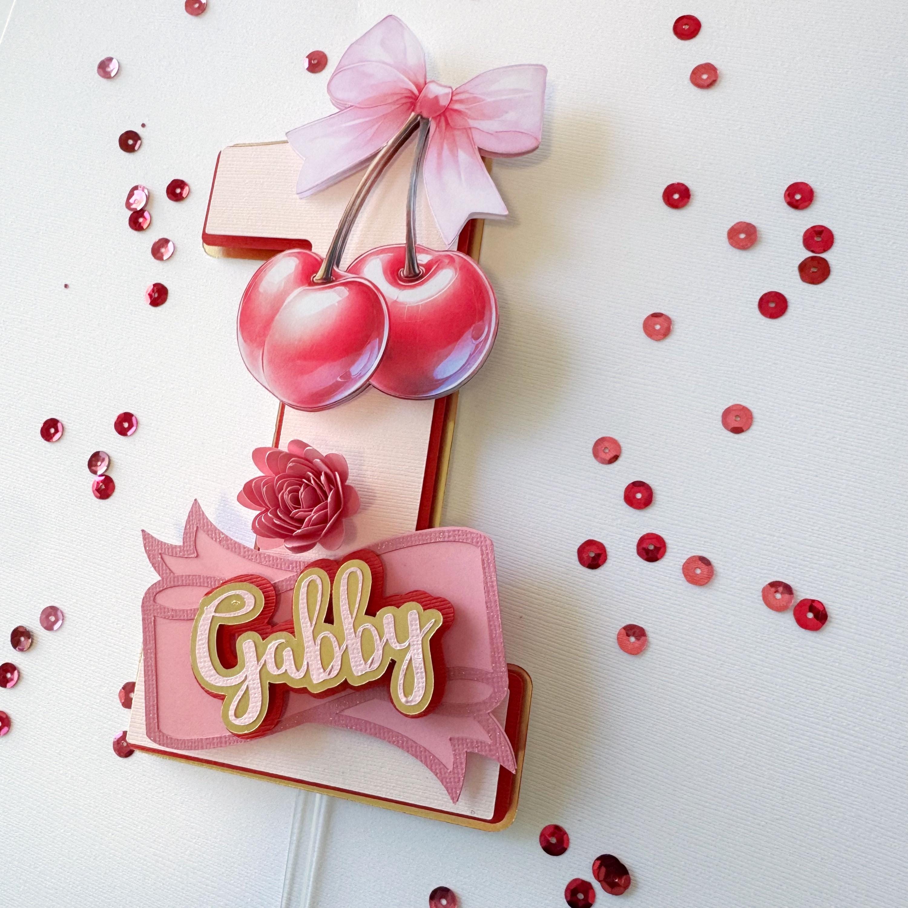 Cherry and Bow Cake Topper First Birthday Party Decorations Coquette ...