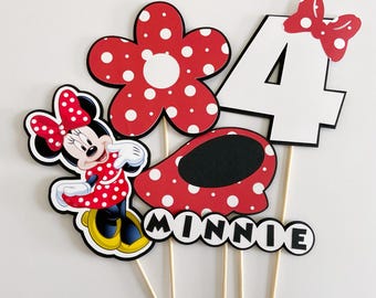 Centro de mesa para festa da Minnie Mouse Decorações para festa com tema da Minnie Mouse vermelha Cortes para festa da Minnie Mouse Escolhas para festa da Minnie Aniversário da Minnie