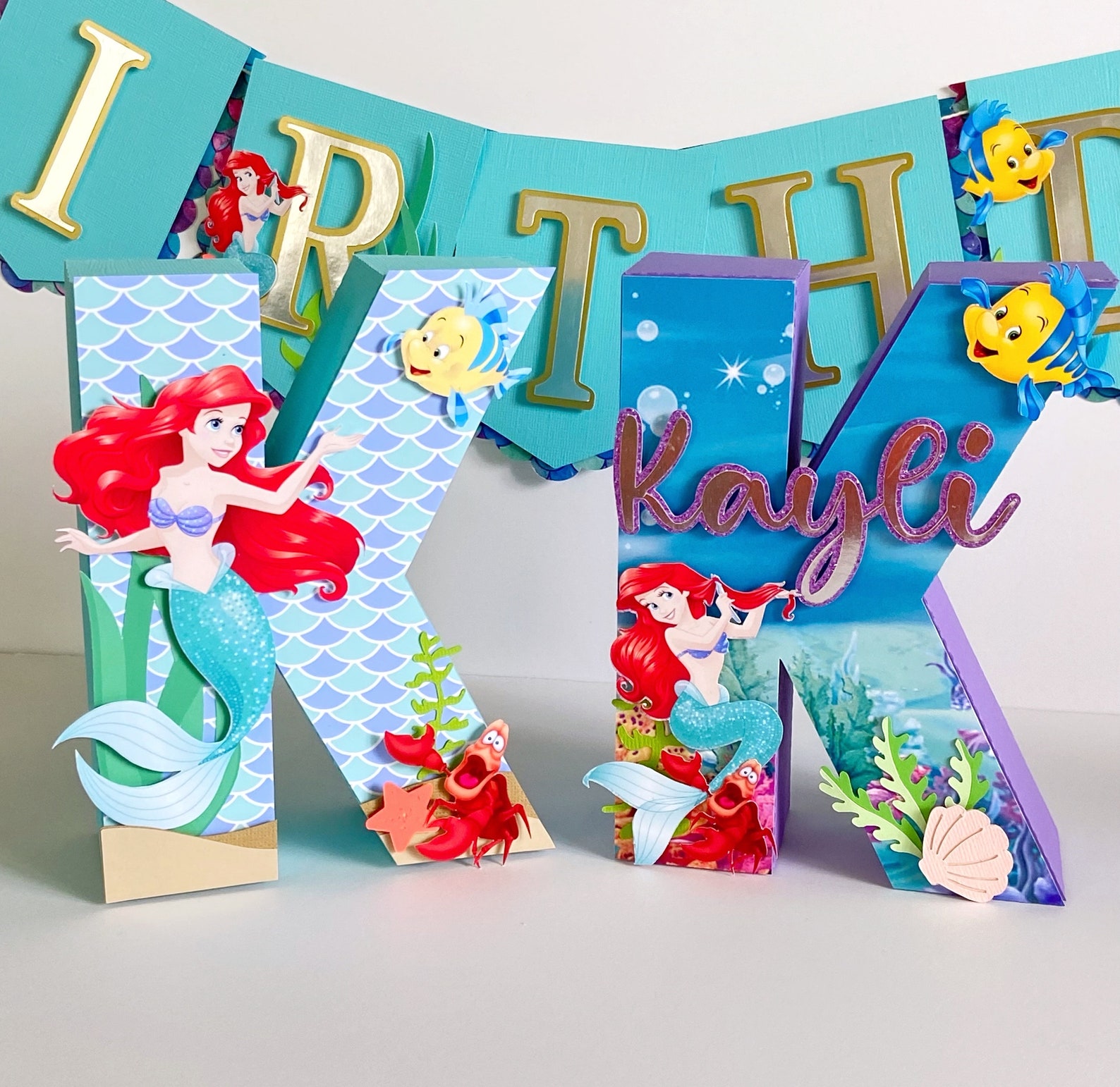 Little Mermaid 3D Letter Little Mermaid Birthday Party - Etsy