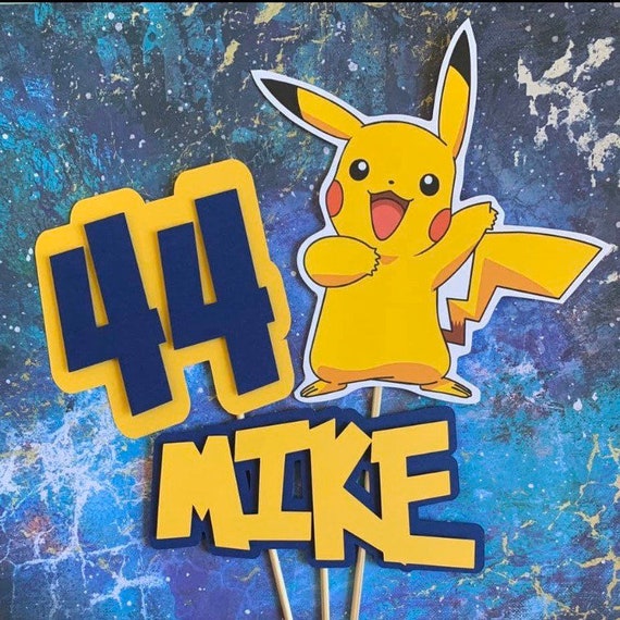 Pokemon Birthday party centerpiece, pokemon party cake topper, Personalized pokemon centerpiece, pikachu centerpiece, pikachu birthday party Il_570xn