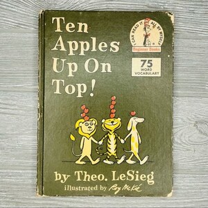 Vintage Dr. Seuss Buchclub Ergänzung 10 Äpfel oben an der Spitze Kinderbuch 1961