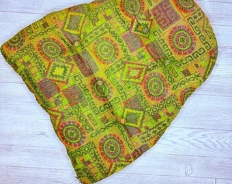 Vintage large 1970 oblong tufted plush cushion pillow home decoration