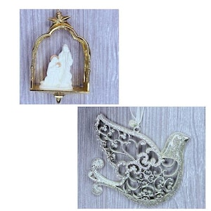 Lenox Nativity christmas Ornament and dove rhinestone ornaments