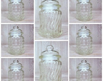 8 apothecary jars glass square and swirl design spice jars with sealing lids