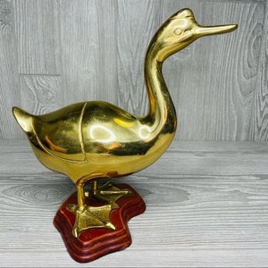 Montiert Messing Ente Vintage 1970er Jahre Messing Retro Figuren Skurrile Dekoration