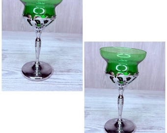 Vintage Art Deco Farberware Morgantown Chrome Wine Cordial Cocktail Glasses 2