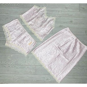 Vintage Christian Dior burdines lingerie silky polka dot shirt, shorts & skirt