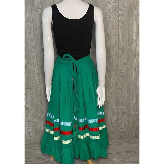 Vintage handmade Folklore Skirt with tie pleated large skirt Mexican Ukrainian