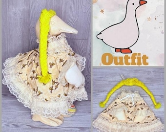 vintage hand made porch goose outfit / clothes costume braids / dress outfit