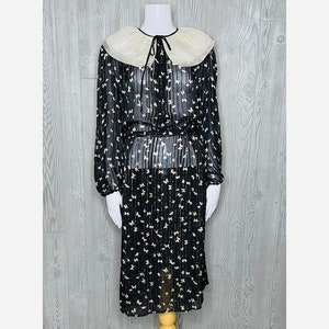 Rare silks vintage Valentino studio jack mulqueen butterfly silk metallic thread dress belted