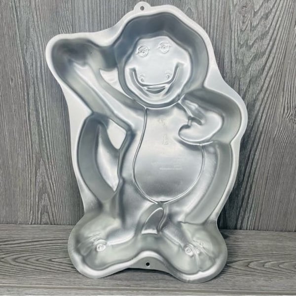 Vintage 93 Barney The Dinosaur Aluminum Cake Mold Pan lyons wall art decoration