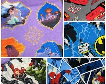 Super hero & Disney diy crafting quilting square fabrics cars Spider-Man Aladdin