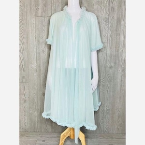 Vintage 1960s St Michaels lingerie mrs maisel style sheer ruffle nightgown robe