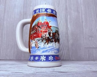 Vintage Budweiser Clydesdale Stein lighting the way home winter lighthouse cup