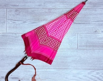 Vintage Victorian Parasol Umbrella French Parasol lucite removable handle pink