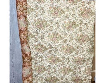 Vintage retro French woven thick upholstery tapestry floral fabric bolt roll