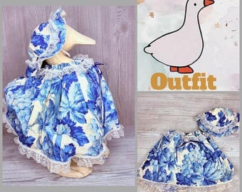 vintage hand made porch goose outfit / clothes costume floral dress / hat outfit