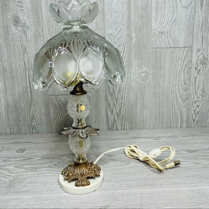 Vintage catco Italian cut glass regency style lamp w/ marble base made in Italy