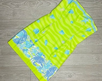 Lilly Pulitzer Low Tide Green Strapless dress y2k white label beach tropical dress 8
