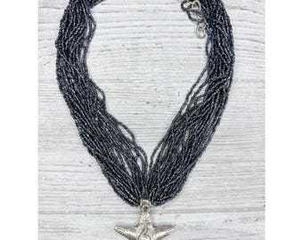 Vintage celestial star beaded chunky necklace hook clasp accessories jewelry