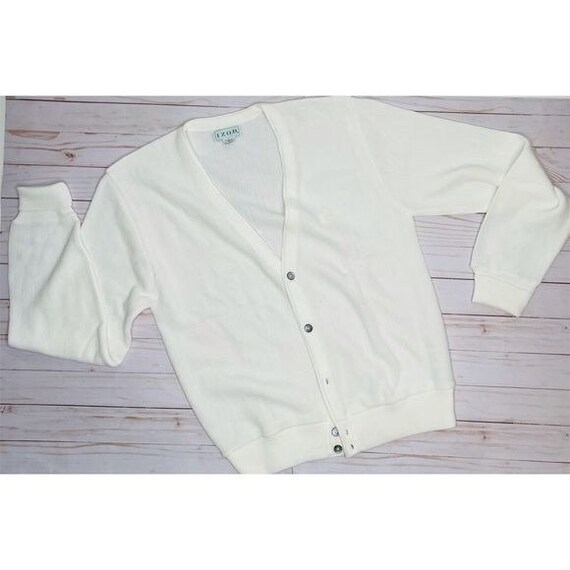 Vintage white izod button up long sleeve cardigan… - image 1