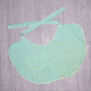 Vintage 1960s Buffalo plaid green skirt apron with flaws collectible kitchen cooking