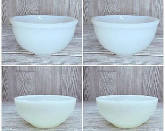 Vintage 4 fireking white milk glass cereal bowls ovenwear white glass bowls