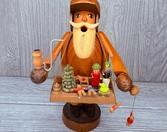 Vintage Expertic Erzgebirge Toy Vendor German Carved Wood Smoker Incense Burner