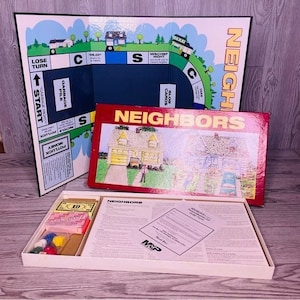 Vintage M&P Neighbors Board Game / toy game night fun cards / playing