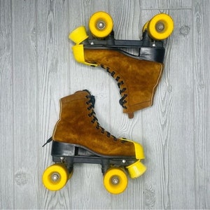 Vintage Inline roller derby patines ante fuera tamaño 6 con protectores deportivos