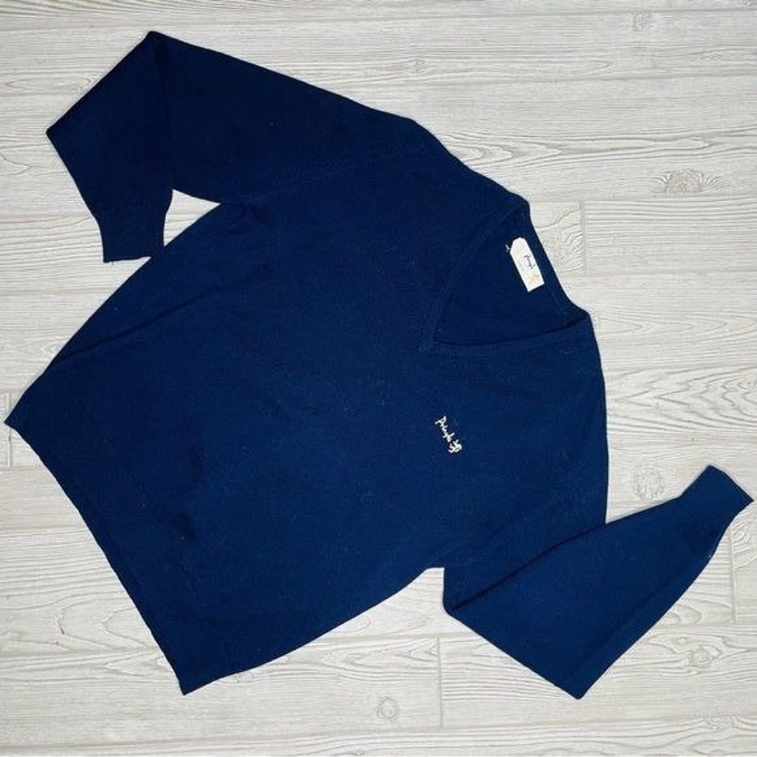 Vintage Pringle Sport Blue Scotland Wool Long Sleeve Sweater 48