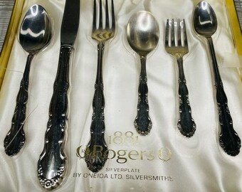 1881 Rogers silver plated Oneida utensils knife , spoon and fork gift